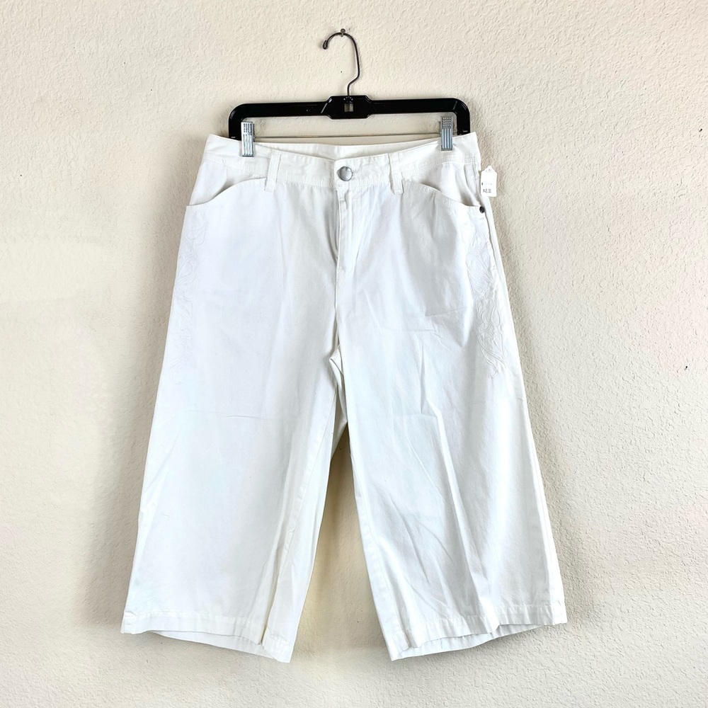 Billblass Capris Pants White Wide Leg